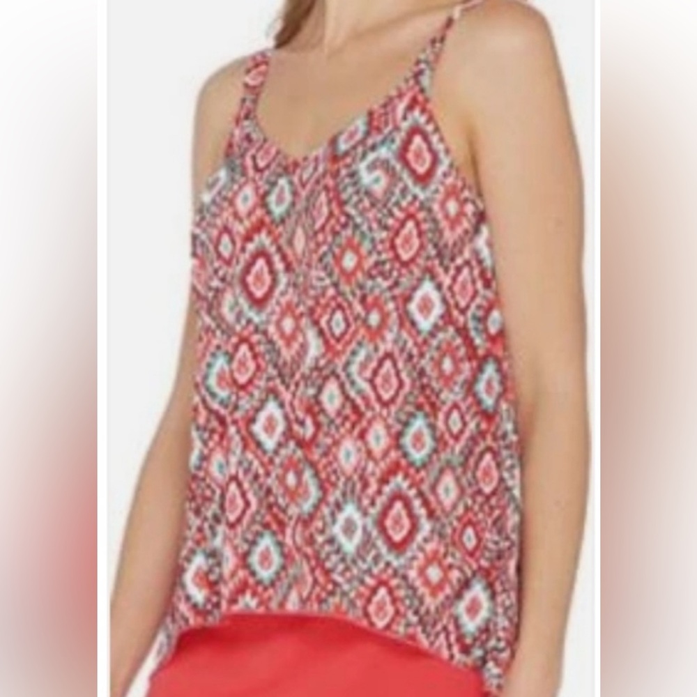 Denim&Co Orange Geometric Swim Blouse